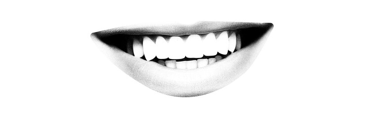 Black and white grange set of female lips stickers, Woman's mouth black
