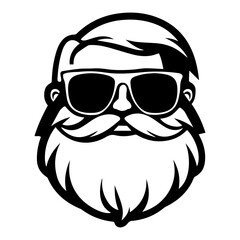 Illustration of a man with a beard wearing sunglasses in black and white vector format isolated design