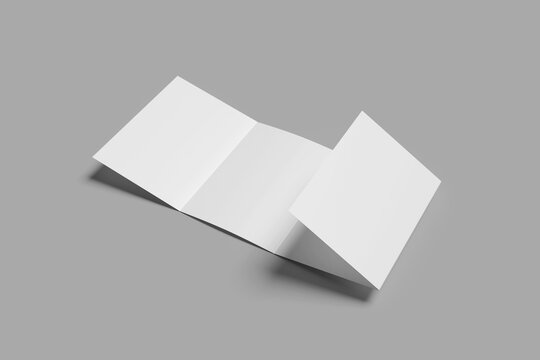 Blank Quad Fold Brochure For Mockup on gray background