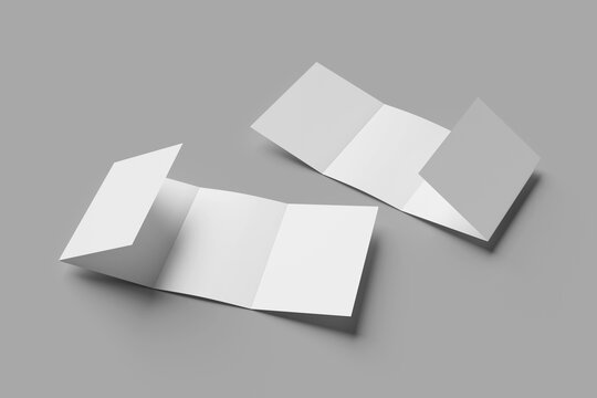 Blank Quad Fold Brochure For Mockup on gray background