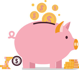 A piggie bank illustration for artwork compositions