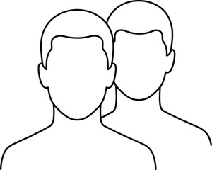Minimalist duo outline two friends together simple line art vector