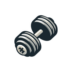 A detailed illustration of a heavy dumbbell resting on a flat surface, symbolizing fitness and strength training