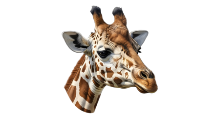 Close-up portrait of a giraffe head isolated PNG with Transparent Background