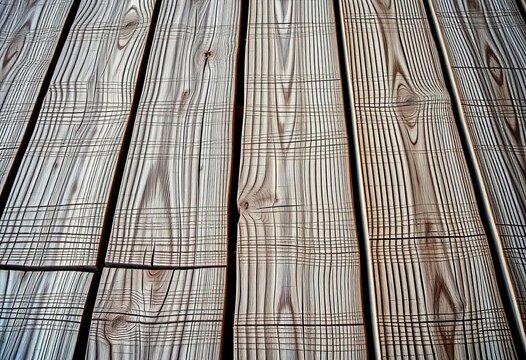 Close-up of weathered, parallel wood planks showing grain texture and knots,  material,  natural