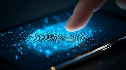 Close-Up of a Fingerprint Scan on a Smartphone Screen