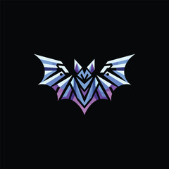 Abstract geometric bat design featuring sharp lines and gradient colors on a black background