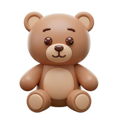 3D Render of an Adorable Glossy Brown Teddy Bear on a Matching Brown Background