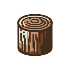 Detailed illustration of a wooden log with visible rings and texture, isolated on a white background