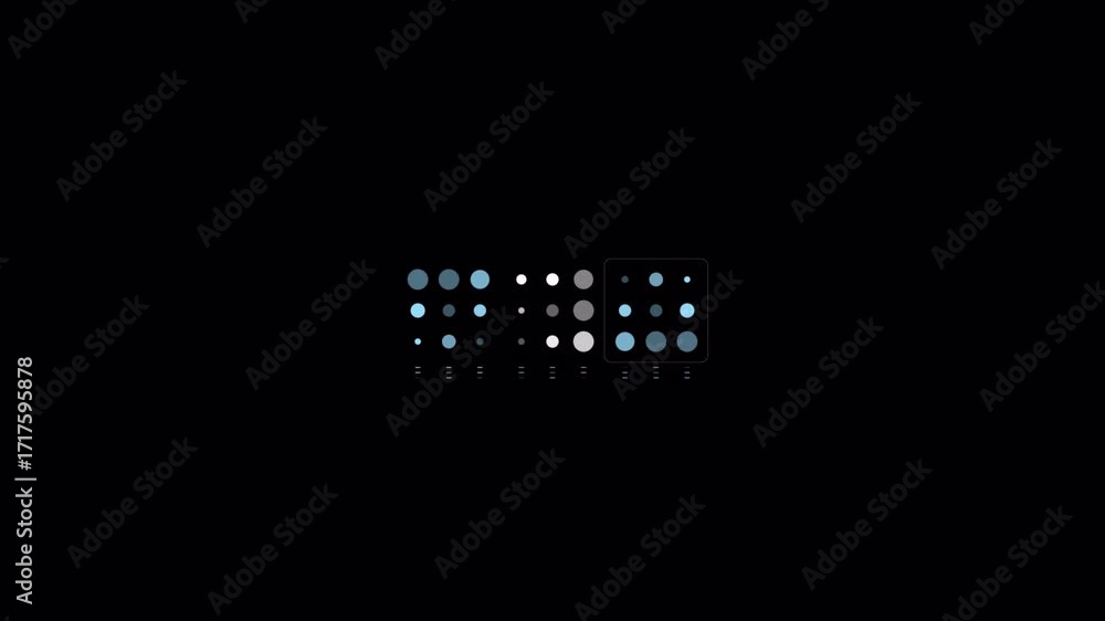 Poster abstract pattern of glowing circles on a dark background.