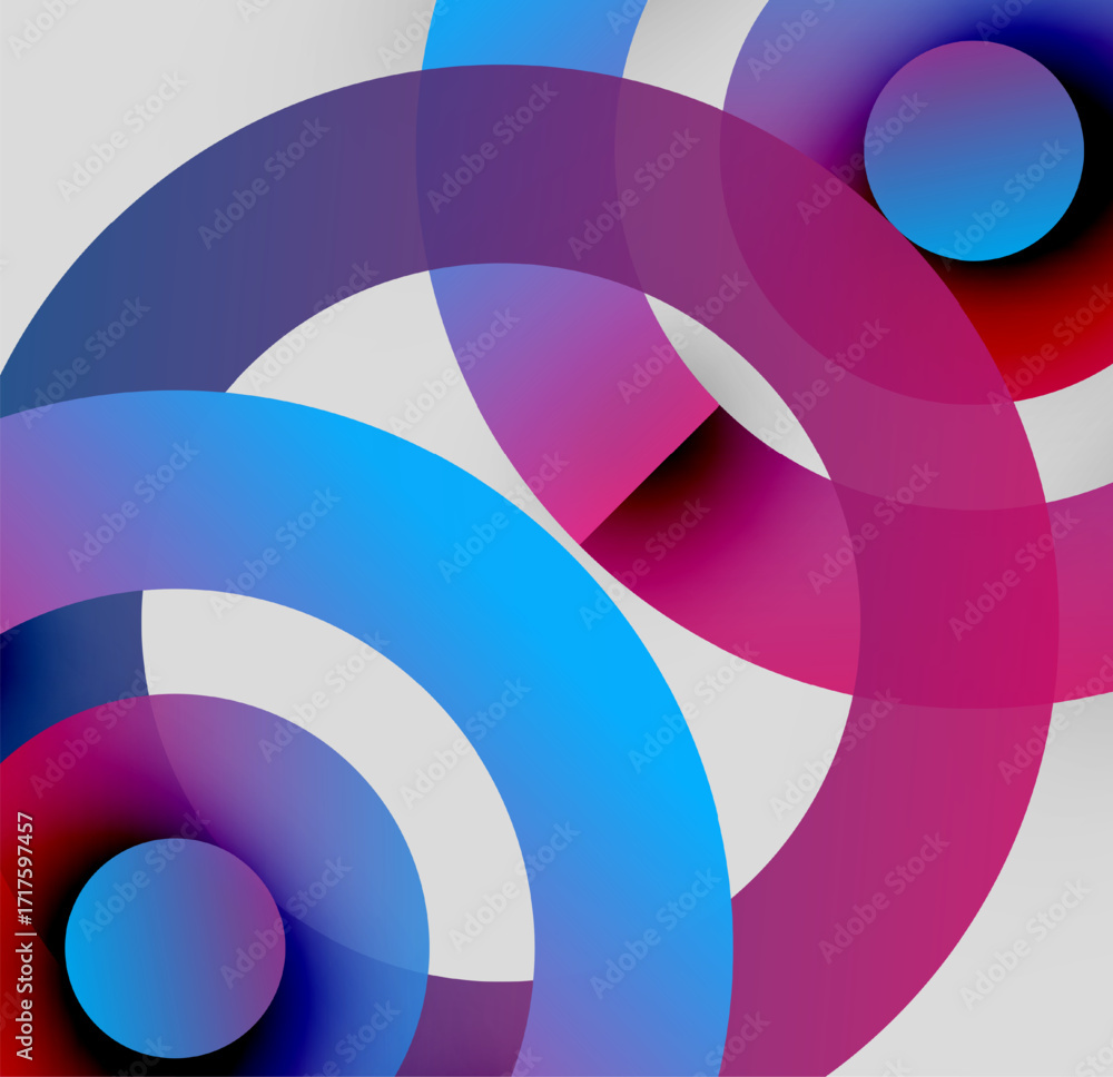 Poster abstract composition. overlapping circles create vibrant color gradients, dynamic shapes, modern aes