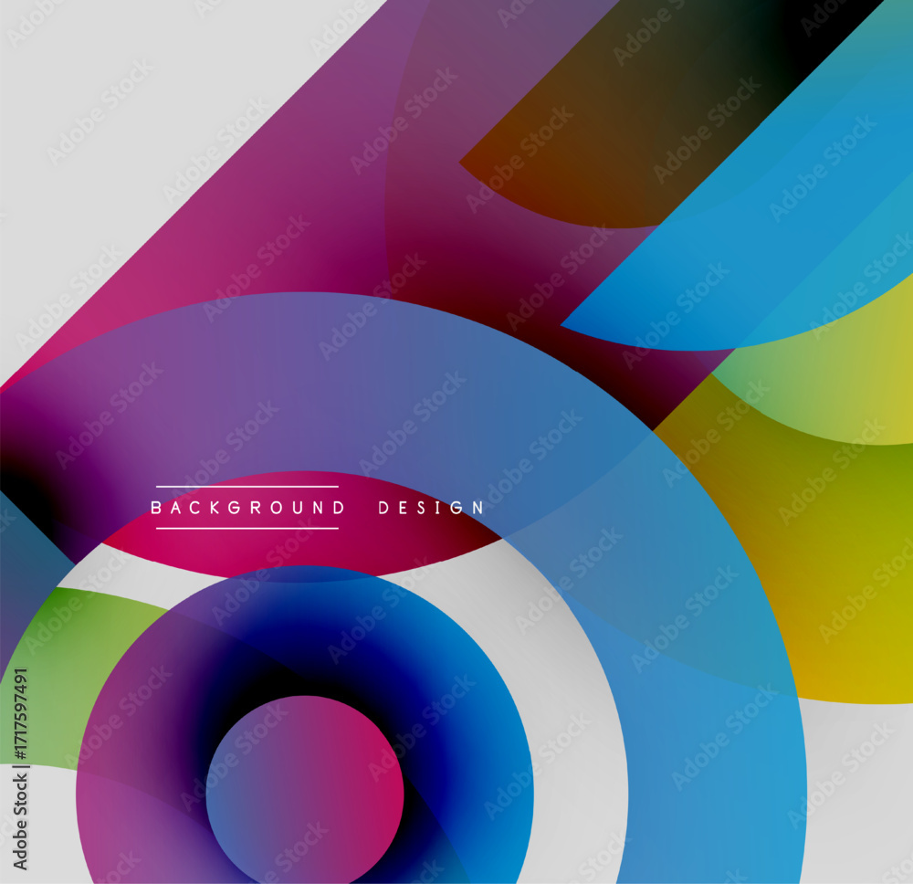 Poster abstract colorful shapes overlap. vibrant gradients create dynamic visual effect. modern design elem