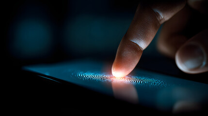 hand touch over a smartphone to activate cybersecurity measures against hacking and phishing