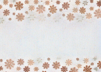 Holiday cozy background, soft white gradient with snowflakes only along bottom edge