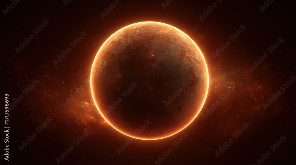 Poster stunning render of a glowing planet surrounded by cosmic elements, ideal for sci-fi themes and space