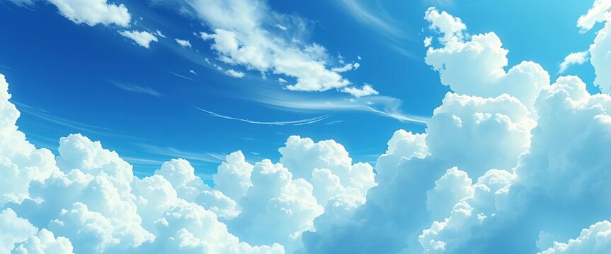 Vast, cerulean sky, soft clouds, anime aesthetic,  horizon,  photography