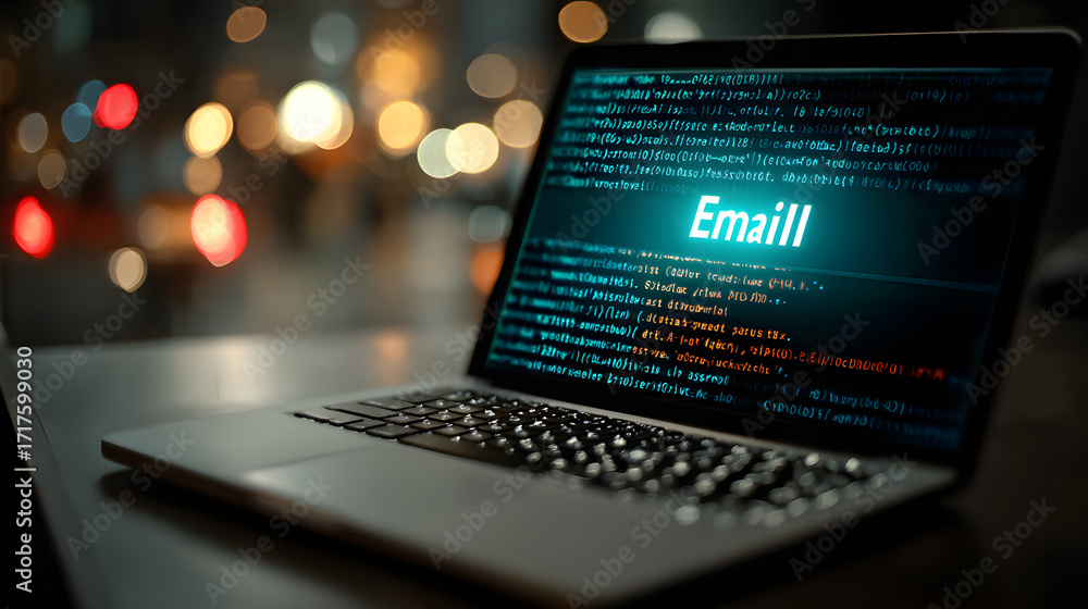 Aufkleber ransomware email phishing attack displayed on computer screen cybersecurity concept
