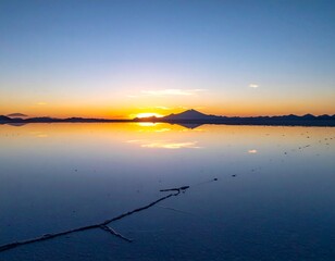 minimalist, serene photograph of a salt flat (like Salar de Uyuni)