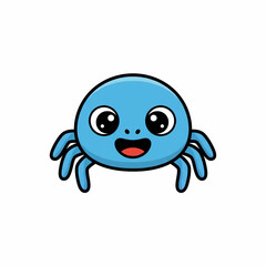 Obraz premium Adorable blue cartoon spider character with big eyes and a friendly smile, perfect for children's books or a fun, playful design for any project