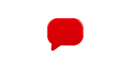 Red 3D Speech Bubble, Communication Icon, Message, Chat, Dialog, Social Media, Interface Element