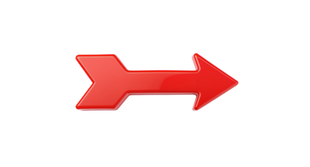 Red Arrow pointing Right, 3D Render, Direction Indicator, Graphic Design Element