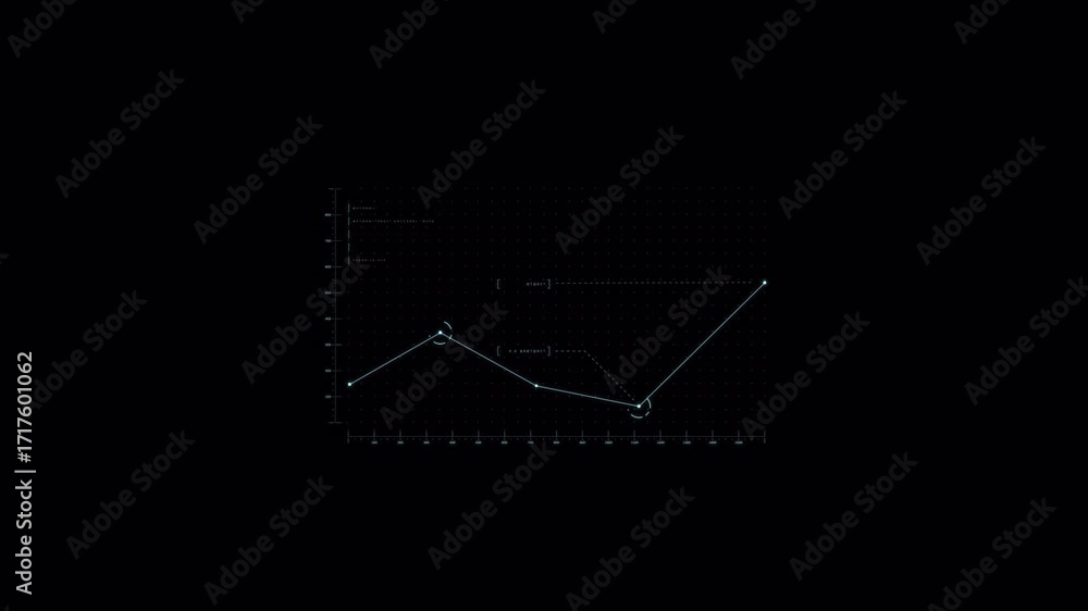 Poster dynamic line graph displaying fluctuating data points over time on a dark background.
