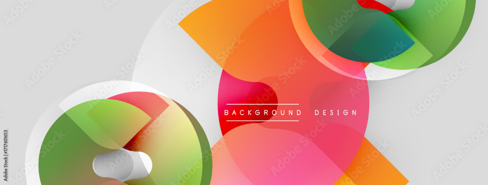 Poster abstract colorful circles overlap, creating dynamic visual effect. soft gradients, modern design ele