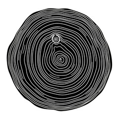 Fototapeta premium Tree ring cross-section in monochrome, dendrochronology diagram for environmental education, age tracking, and symbolic nature branding