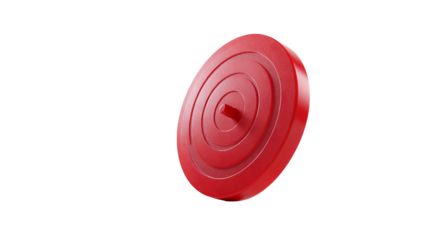 Red Circular Object with Concentric Circles, Studio Shot, 3D Render, Target, Button, Lid