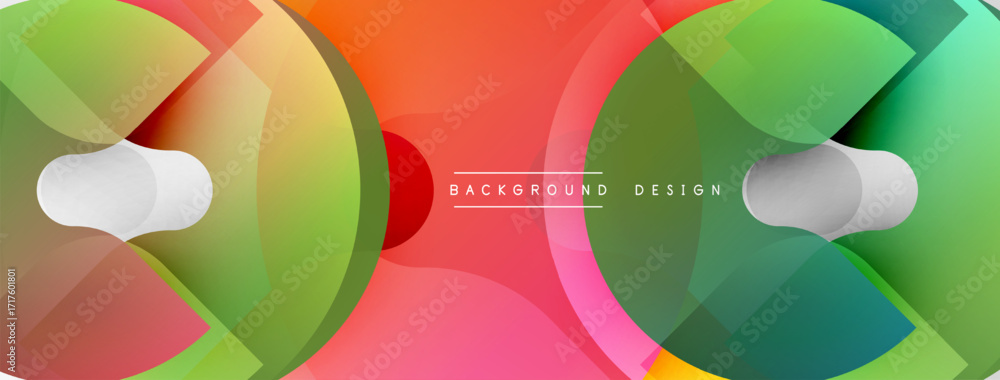 Poster abstract fluid shapes, vibrant colors blend. modern design features overlapping circles, smooth grad