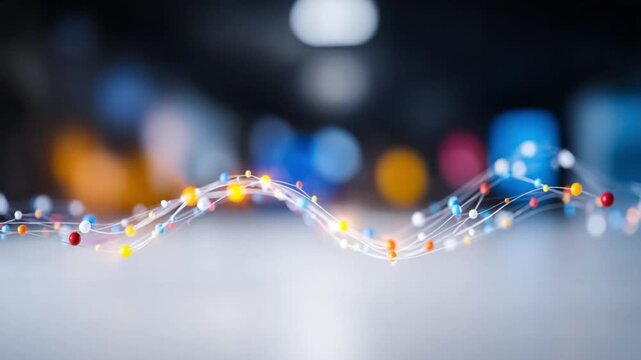 Network Connection: An artistic depiction of digital connectivity, with colorful nodes interlinked in a vibrant display of modern technology. Capturing the essence of data flow and network integrity.