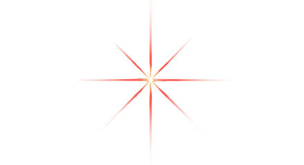 Red Light Starburst Overlay, Bright Glowing Star Effect, Transparent Background for Design