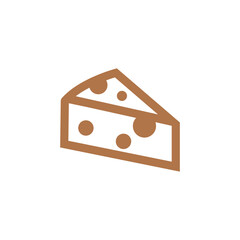 Simple outline icon of a wedge of swiss cheese
