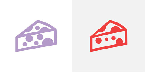 Two slices of cheese in different colors and styles