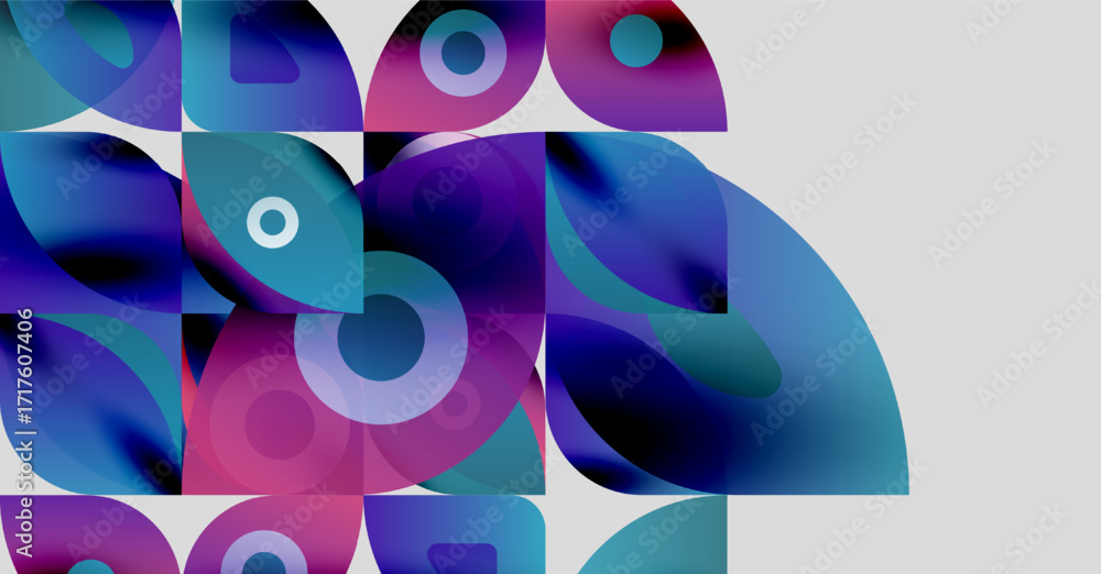 Aufkleber abstract composition. overlapping shapes, vibrant blues, purples create dynamic visual experience. m