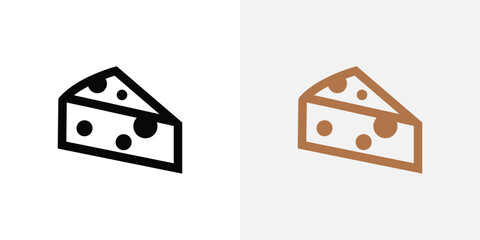 Adobe Illustrator Simple slice of cheese icon in two color variations