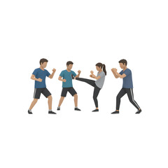 Obraz premium Group of people practicing martial arts