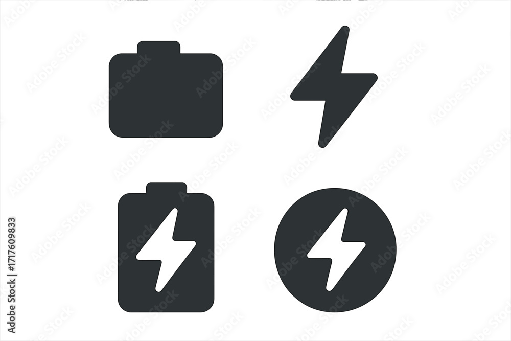 Poster battery icon charge level concept. energy power symbol. electricity bolt sign. vector collection of 