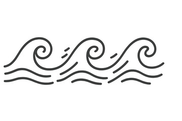 Seamless linear wave icon pattern with water motion effect, ocean wave curls, simple hand-drawn style vector illustration, nature sea elements, continuous marine design