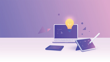 Home landing page concept for a designer working across laptop, tablet, and smartphone