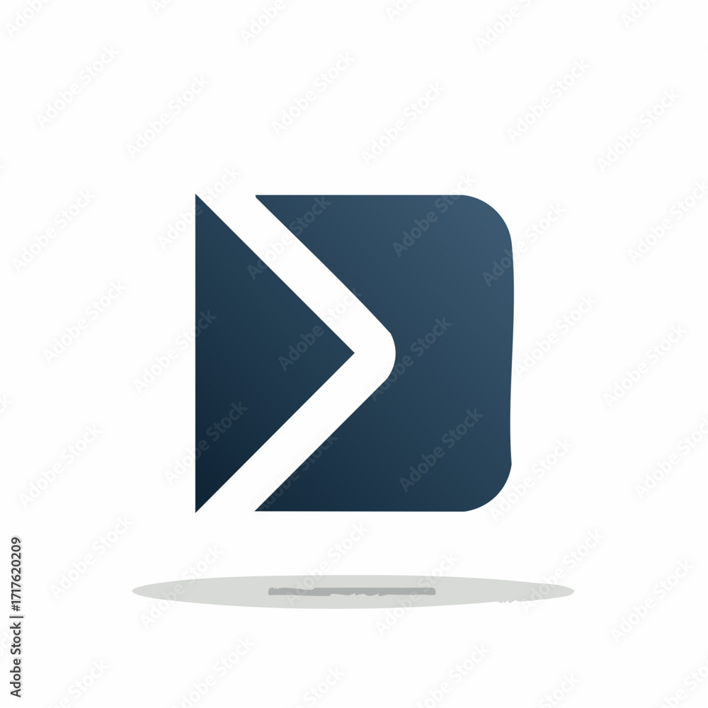 Poster abstract graphic element dark blue square shape pointing right minimalist look