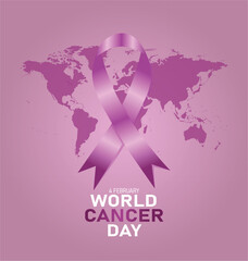 World Cancer Day with awareness ribbon cancer protection concept
