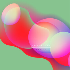 Abstract fluid shapes overlap, creating vibrant color gradients. Soft hues blend, forming modern background design. Light, dynamic composition.