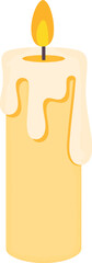 Burning candle dripping wax cozy warmth ambiance light vector