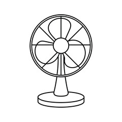 Simple black and white line drawing of a table fan vector illustration for eps download silhouette vector illustration white background