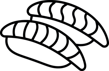Simple sushi nigiri icon hand drawn line art vector