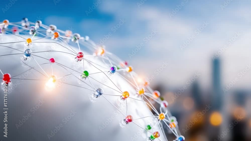 Poster network connections: a visual representation of global connections and communications, featuring int