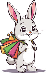Obraz premium Cute Bunny Carrying Colorful Shopping Bags, Ready for a Day of Fun and Treats