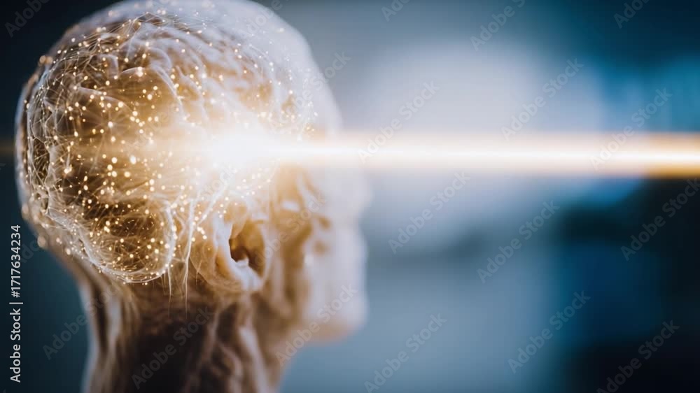 Aufkleber brain: visualization of the human mind with abstract representations of thought, knowledge, and inte