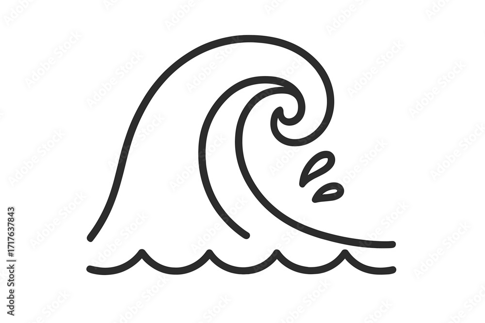 Poster abstract wave swirl symbol linear style vector illustration set, dynamic curling line art, graphic d